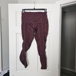 Sweetflexx Chic Burgundy Ruched Leggings Size 10